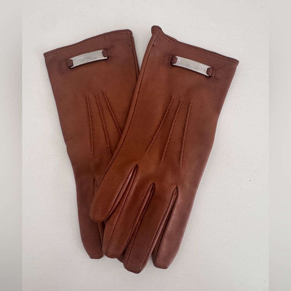 Prada Chestnut Leather Gloves